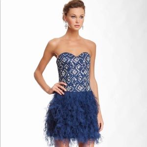 La Femme Beaded Ruffled Tulle Dress